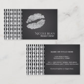 Schwarzweiß Muster & Imitate Silberschein Lippen Visitenkarte (Vorne/Hinten)