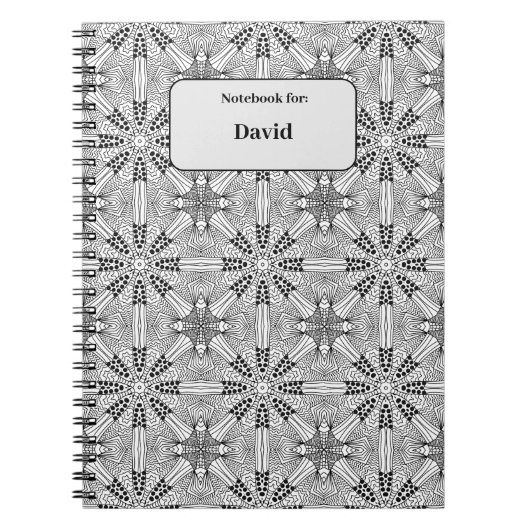 Schwarzweiß-Muster mit Namen Notizblock (Vorderseite)