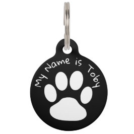 Schwarzweiss-Namensschild und Telefonnummer Tiermarke