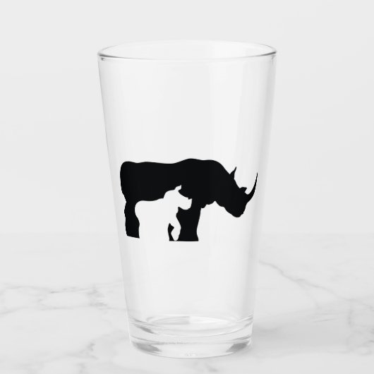 Schwarzweiss-Nashorn Glas (Vorderseite)
