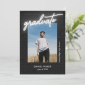 Schwarzweiß-Neonfarben-Foto-Abschluss Einladung (Stehend Vorderseite)