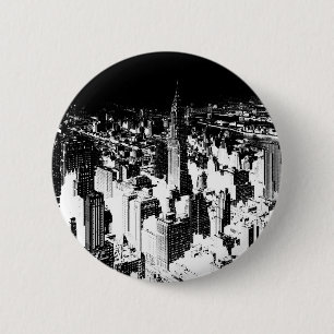 Schwarzweiß New York Button