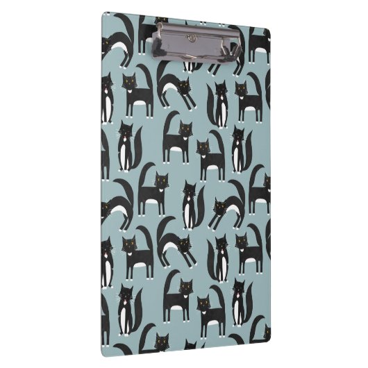 Schwarzweiß Niedliche Tuxedo Kitty Cats Muster Klemmbrett (Rechts)