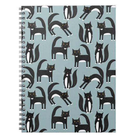 Schwarzweiß Niedliche Tuxedo Kitty Cats Muster Notizblock (Vorderseite)