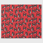 Schwarzweiß Niedliche Tuxedo Kitty Red Pattern Geschenkpapier (Flach)
