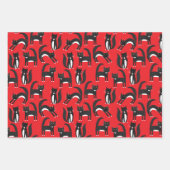 Schwarzweiß Niedliche Tuxedo Kitty Red Pattern Geschenkpapier Set (Vorderseite 2)