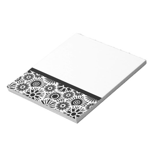 Schwarzweiß-Notebook mit Blumenmuster Notizblock (Rotiert)