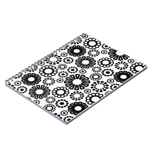 Schwarzweiß-Notebook mit Blumenmuster Notizblock (Linke Seite)