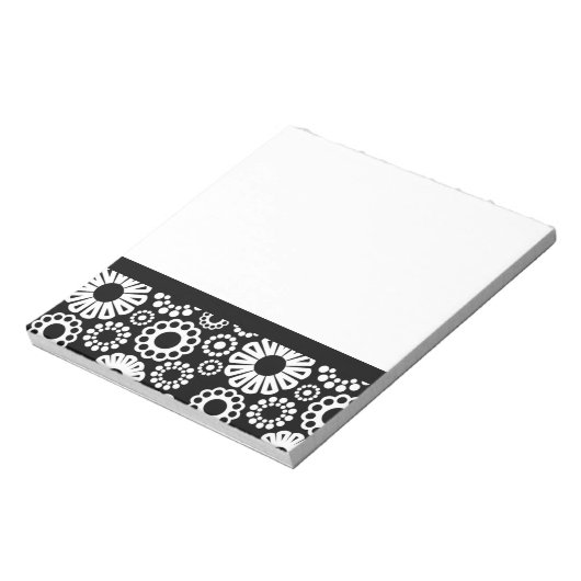 Schwarzweiß-Notebook mit Blumenmuster Notizblock (Rotiert)