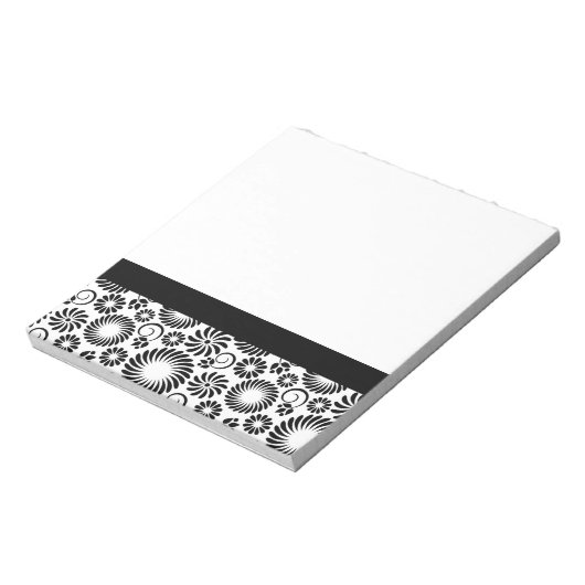 Schwarzweiß-Notebook mit Blumenmuster Notizblock (Rotiert)