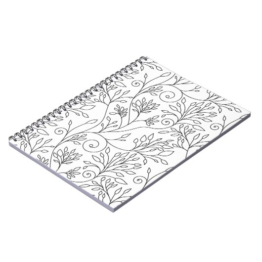 Schwarzweiß-Notebook mit Blumenmuster Notizblock (Linke Seite)