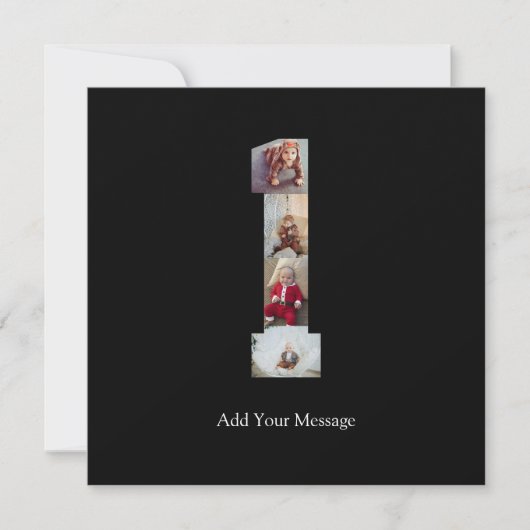 Schwarzweiß-Nummer 1 FotoCollage Feiertagskarte (Vorderseite)