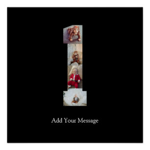 Schwarzweiß-Nummer 1 FotoCollage Poster