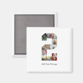 Schwarzweiß-Nummer 2 FotoCollage Magnet (Vorderseite/Rückseite)