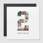 Schwarzweiß-Nummer 2 FotoCollage Magnetkarte (Vorne/Hinten)