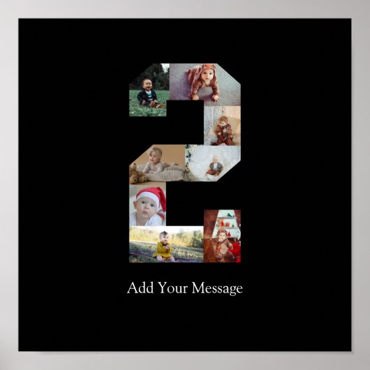 Schwarzweiß-Nummer 2 FotoCollage Poster (Vorne)