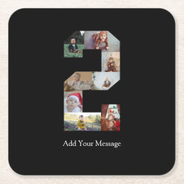 Schwarzweiß-Nummer 2 FotoCollage Rechteckiger Pappuntersetzer