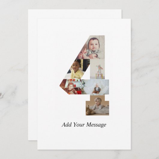 Schwarzweiß-Nummer 4 FotoCollage Ankündigung (Vorne/Hinten)