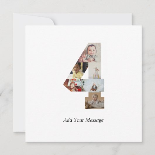 Schwarzweiß-Nummer 4 FotoCollage Dankeskarte (Vorderseite)
