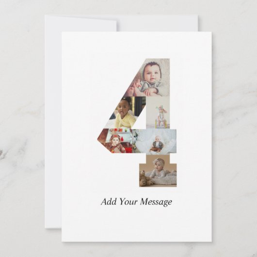 Schwarzweiß-Nummer 4 FotoCollage Dankeskarte (Vorderseite)