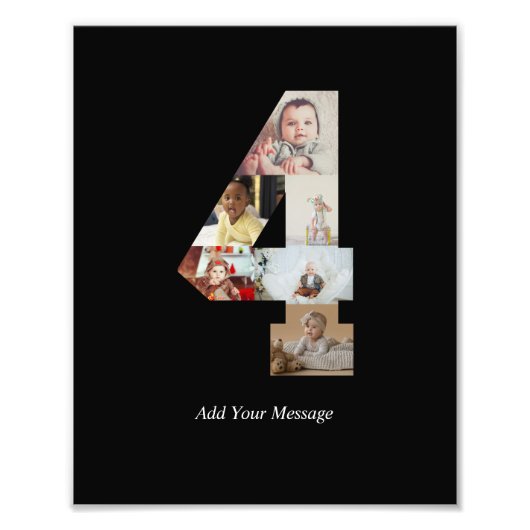 Schwarzweiß-Nummer 4 FotoCollage Fotodruck (Vorne)