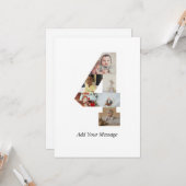 Schwarzweiß-Nummer 4 FotoCollage Karte (Vorderseite/Rückseite Beispiel)