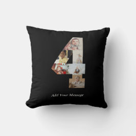 Schwarzweiß-Nummer 4 FotoCollage Kissen