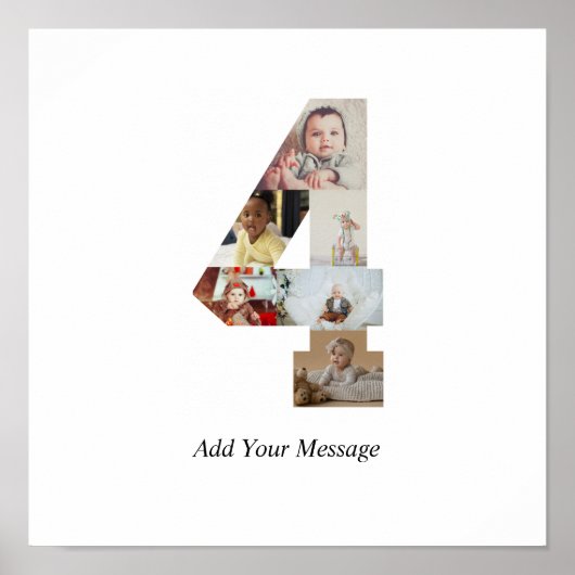 Schwarzweiß-Nummer 4 FotoCollage Poster (Vorne)