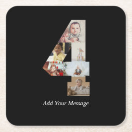 Schwarzweiß-Nummer 4 FotoCollage Rechteckiger Pappuntersetzer