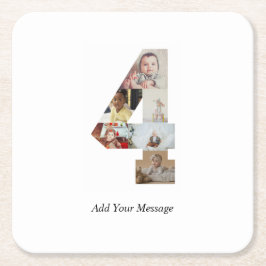 Schwarzweiß-Nummer 4 FotoCollage Rechteckiger Pappuntersetzer