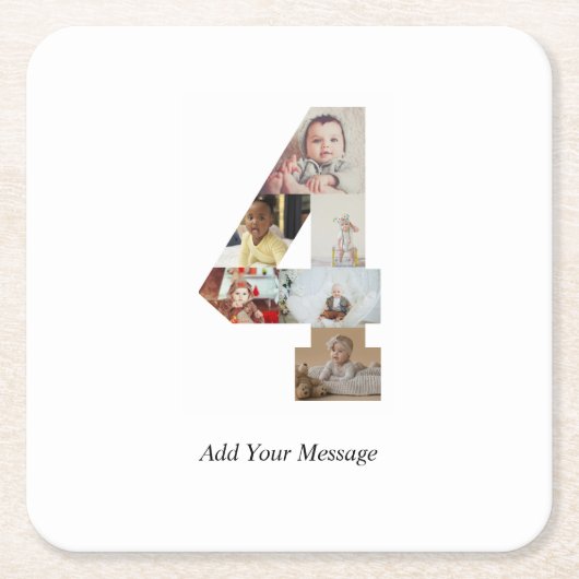Schwarzweiß-Nummer 4 FotoCollage Rechteckiger Pappuntersetzer (Vorderseite)