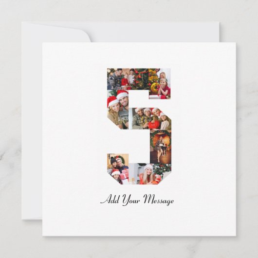 Schwarzweiß-Nummer 5 FotoCollage Dankeskarte (Vorderseite)