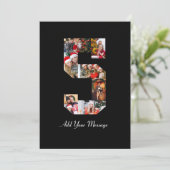 Schwarzweiß-Nummer 5 FotoCollage Dankeskarte (Stehend Vorderseite)