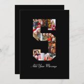 Schwarzweiß-Nummer 5 FotoCollage Dankeskarte (Vorne/Hinten)