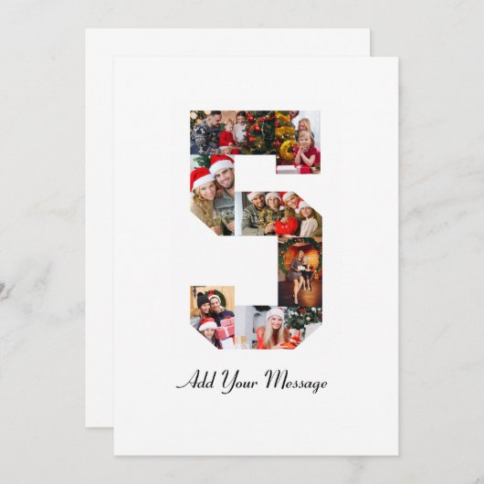 Schwarzweiß-Nummer 5 FotoCollage Dankeskarte (Vorne/Hinten)