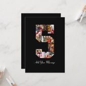 Schwarzweiß-Nummer 5 FotoCollage Karte (Vorderseite/Rückseite Beispiel)