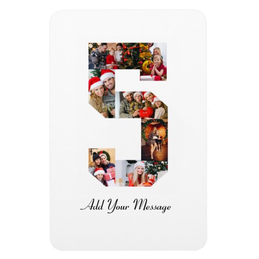 Schwarzweiß-Nummer 5 FotoCollage Magnet (Vertikal)