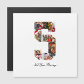 Schwarzweiß-Nummer 5 FotoCollage Magnetkarte (Vorne/Hinten)