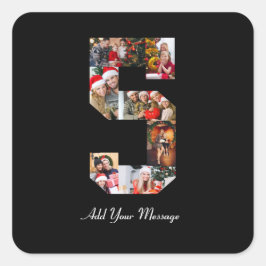 Schwarzweiß-Nummer 5 FotoCollage Quadratischer Aufkleber