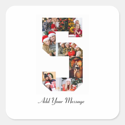 Schwarzweiß-Nummer 5 FotoCollage Quadratischer Aufkleber (Vorderseite)