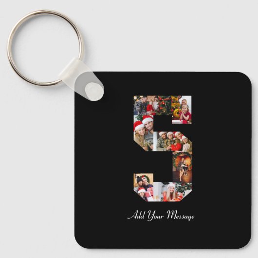 Schwarzweiß-Nummer 5 FotoCollage Schlüsselanhänger (Vorderseite)