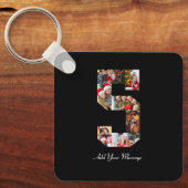 Schwarzweiß-Nummer 5 FotoCollage Schlüsselanhänger (Vorderseite)