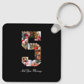 Schwarzweiß-Nummer 5 FotoCollage Schlüsselanhänger (Rückseite)