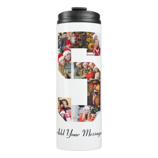 Schwarzweiß-Nummer 5 FotoCollage Thermosbecher (Vorderseite)