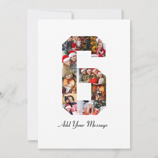 Schwarzweiß-Nummer 6 FotoCollage Dankeskarte (Vorderseite)