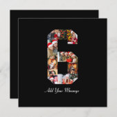 Schwarzweiß-Nummer 6 FotoCollage Dankeskarte (Vorne/Hinten)