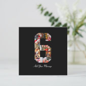 Schwarzweiß-Nummer 6 FotoCollage Dankeskarte (Stehend Vorderseite)