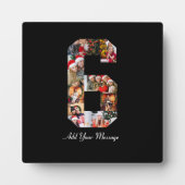 Schwarzweiß-Nummer 6 FotoCollage Fotoplatte (Vorderseite)