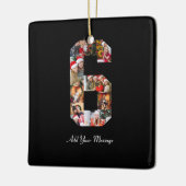 Schwarzweiß-Nummer 6 FotoCollage Keramikornament (Links)