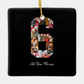 Schwarzweiß-Nummer 6 FotoCollage Keramikornament (Vorderseite)